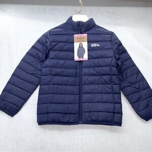 NWT Youth Eddie Bauer Down Packable Jacket size Small 6/7 Navy Blue